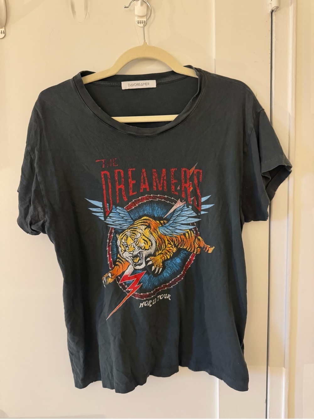 Daydreamer Charcoal Tee with Winged Tiger Graphic